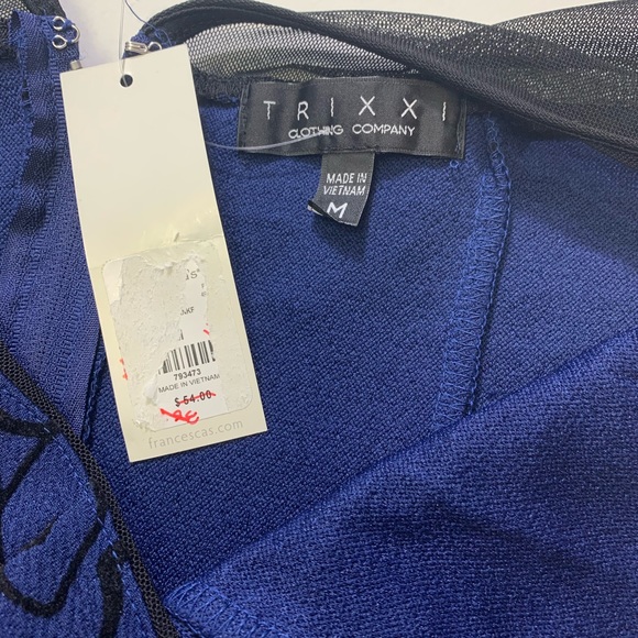 NWT TRIXXI navy dress W/rose embroidery pattern - Picture 7 of 8